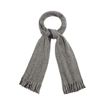 Grey fringe reversible scarf
